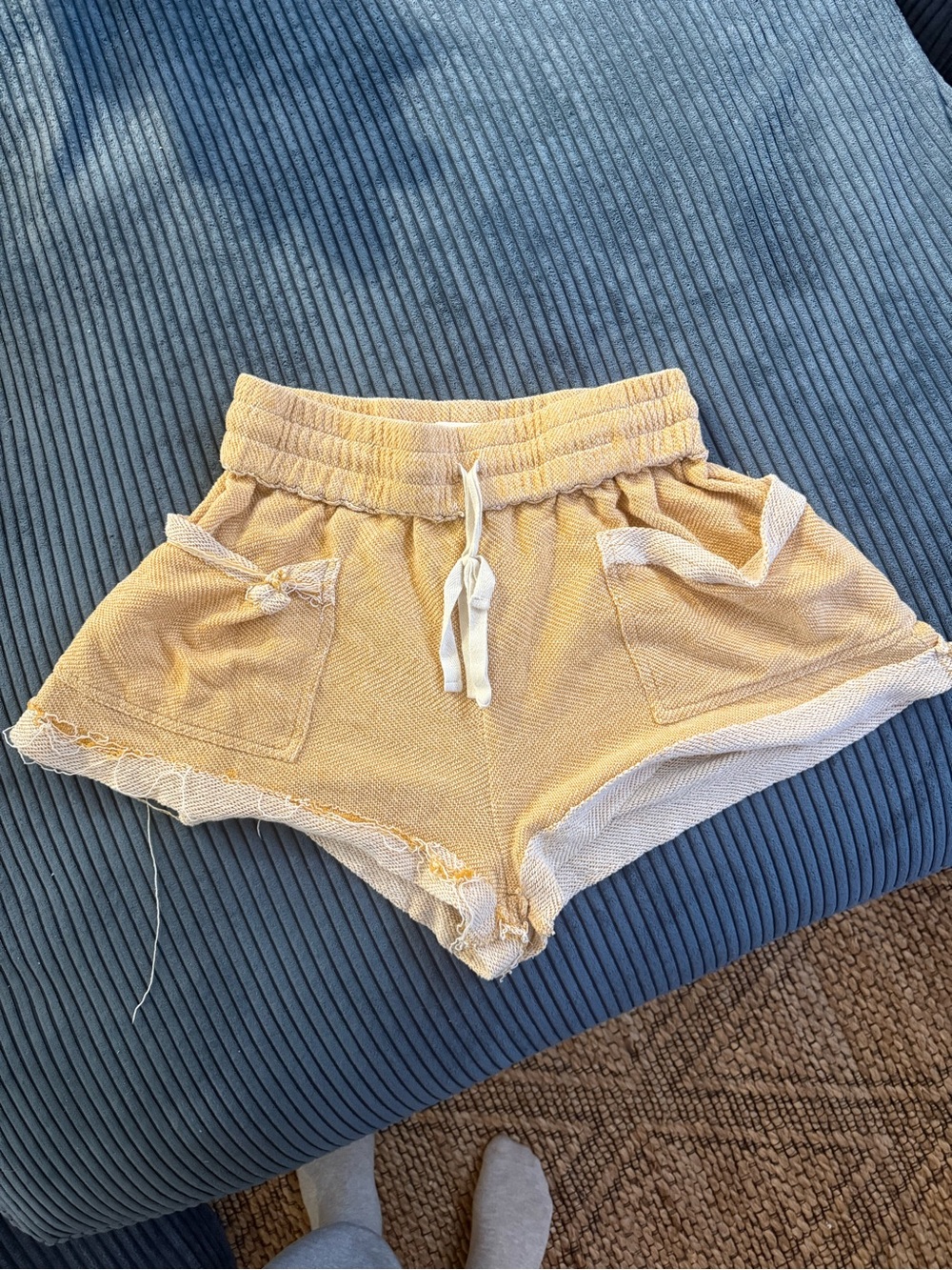 Drawstring Shorts in Mustard Yellow
